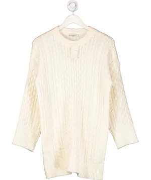 Abercrombie & Fitch Cream Madeline Crew Neck Cable Knit Sweater Mini Dress UK S