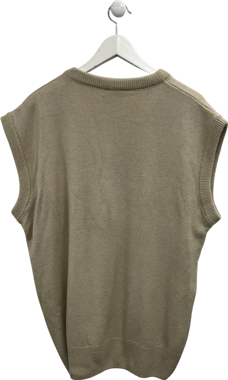 boohooMan Beige Oversized Homme Brushed Rib Knit Vest UK S