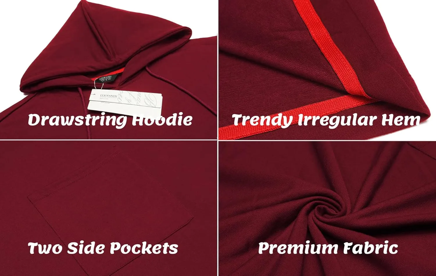 COOFANDY Unisex Casual Hooded Poncho Cape Cloak Fashion Coat Hoodie Pullover with Pocket
