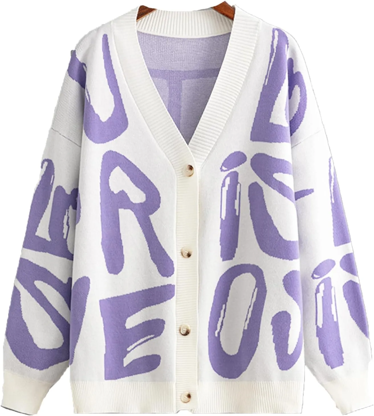 JASCLS Women's Cable Knit Long Sleeve Cardigan V-Neck Button Down Embroidery Chunky Oversized Sweater Outwear