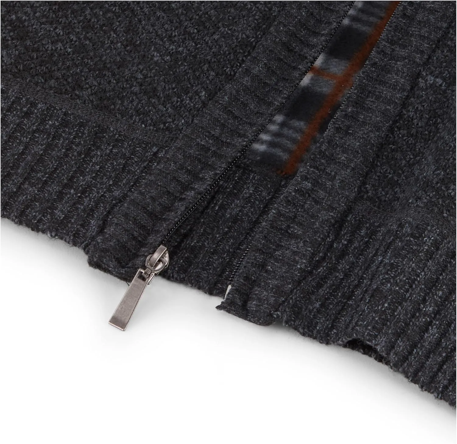 Men's Shawl Collar Cable Knit Cardigan Sweater, Full Zip Sherpa Lined, with Pockets