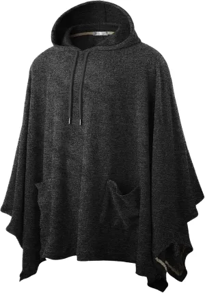 Ohoo Men's Hooded Poncho Cape Cloak Fashion Hoodie Pullover with Pocket