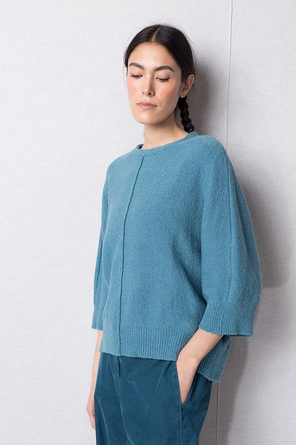 Oska 3/4 Sleeve Knit Sweater in Stream