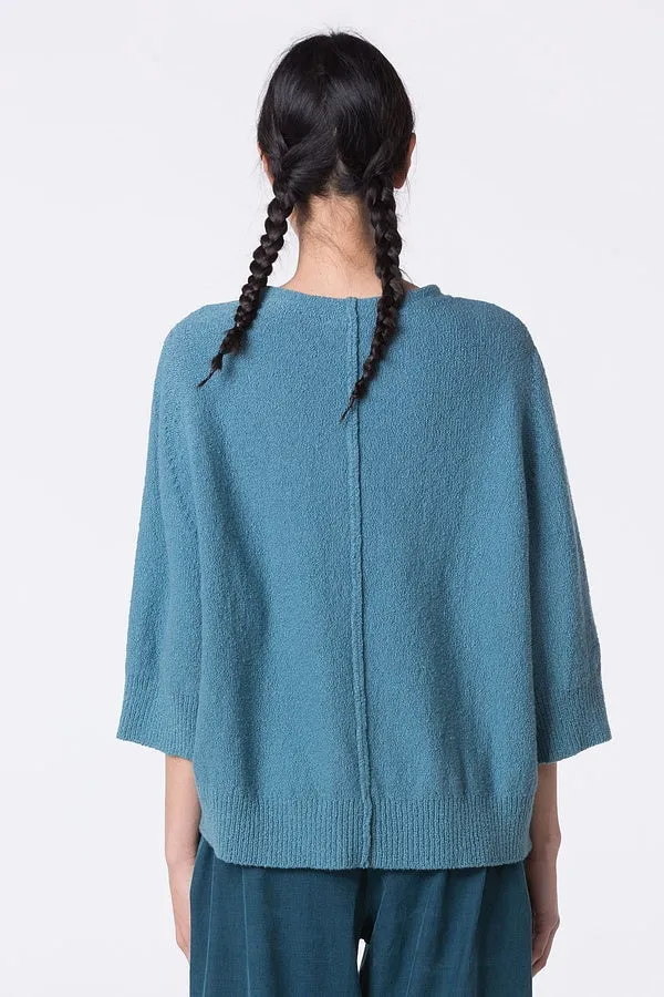 Oska 3/4 Sleeve Knit Sweater in Stream