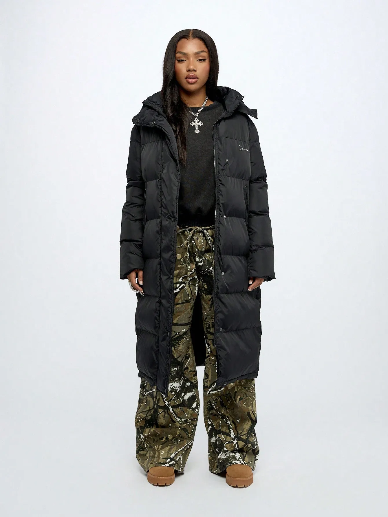 SUMWON WOMEN Longline Hooded Puffer Jacket