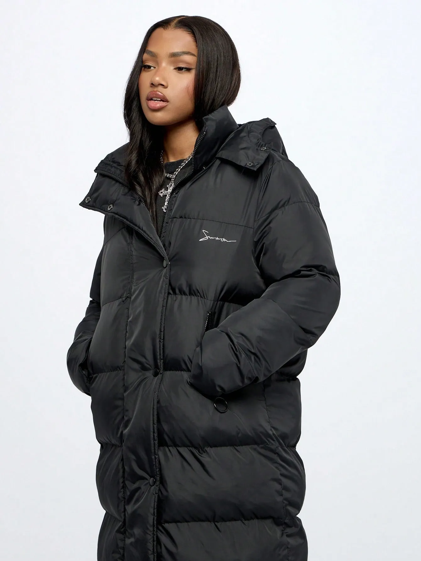 SUMWON WOMEN Longline Hooded Puffer Jacket