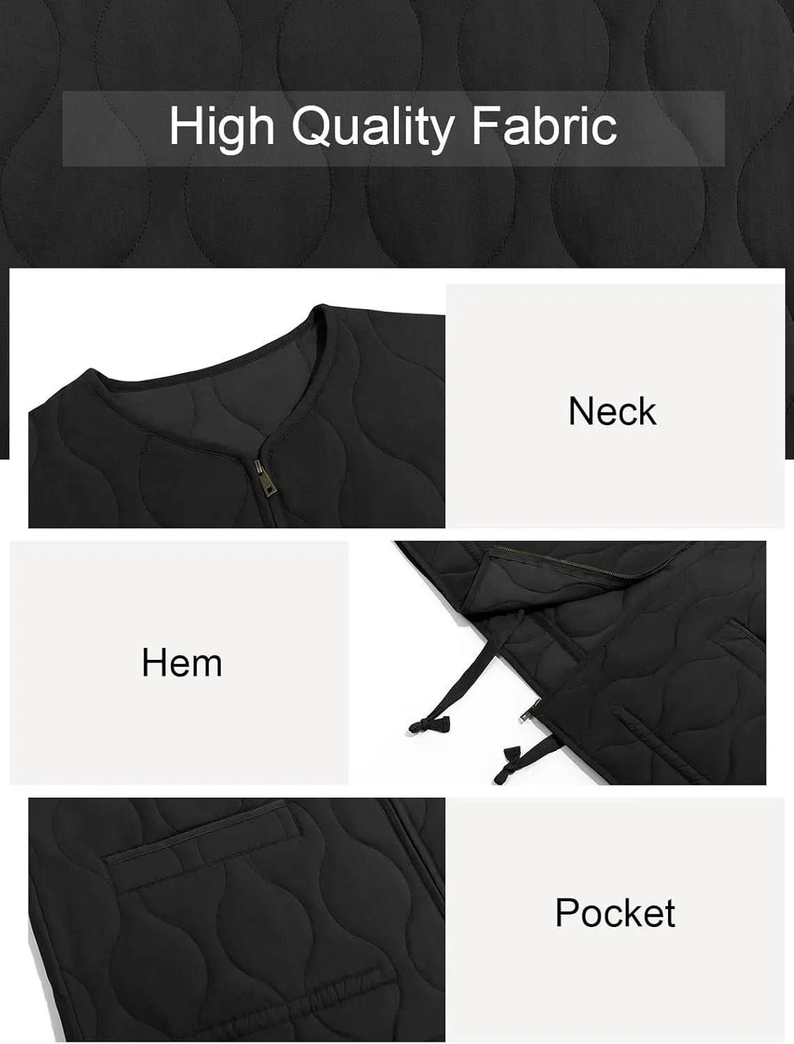 Tankaneo Womens Collarless Lightweight Quilted Jackets Casual Oversized Puffer Coats Zip Up Drawstring Outerwear