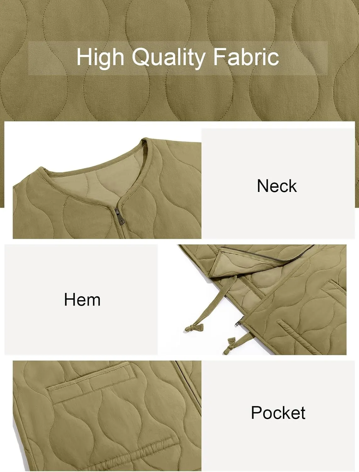 Tankaneo Womens Collarless Lightweight Quilted Jackets Casual Oversized Puffer Coats Zip Up Drawstring Outerwear