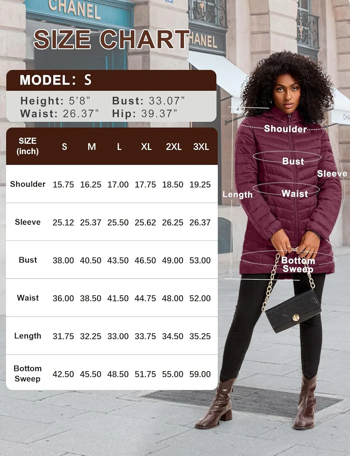 Women Packable Puffer Jacket Hooded Warm Lightweight Quilted Puffy Coat