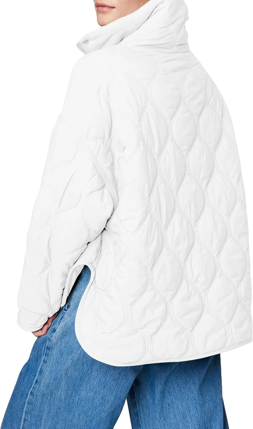 Yousify Womens Puffer Jackets Pullover Quilted Lightweight Jacket Long Sleeve Half Zip Up Coat with Pocket S-2XL